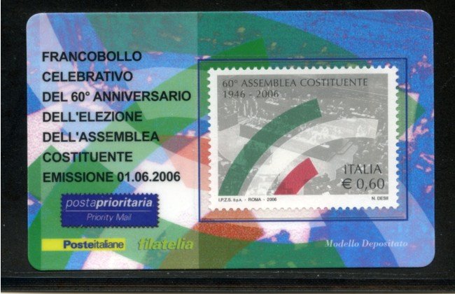 2006 - LOTTO/20981 - REPUBBLICA - 60c. ASSEMBLEA COSTITUENTE - TESSERA FILAT.