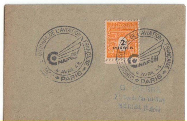 FRANCIA - 1945 -LBF/3118 - CONGRES NATIONAL DE L'AVIATION FRANCAISE PARIS