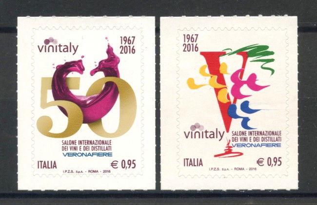 2016 - REPUBBLICA - 50° EDIZIONE VINITALY 2v. - NUOVI - LOTTO/36942