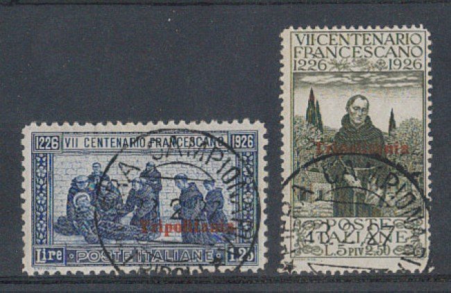 1926 - TRIPOLITANIA -  LOTTO/3401 - S. FRANCESCO 1,25 e 5+2,50 L. - USATI