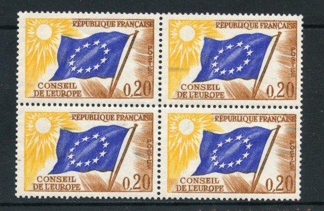 1963 - FRANCIA - 20 cent. CONSIGLIO D'EUROPA - QUARTINA NUOVI - LOTTO/25163