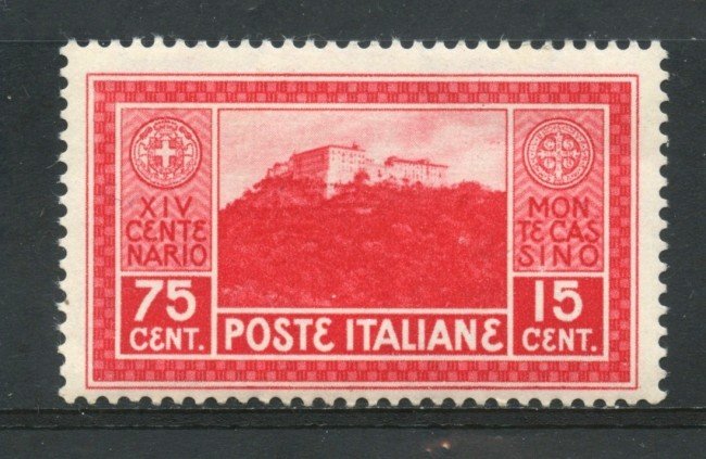 1929 - REGNO - 75+15 CENTESIMI ABBAZIA DI MONTECASSINO - NUOVO - LOTTO/31665