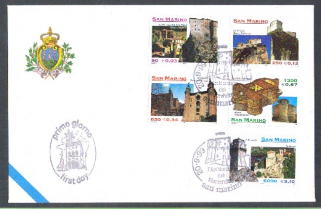 1999 - LOTTO/11212 - SAN MARINO - ARCHITETTURA DEL MONTEFELTRO - BUSTA FDC