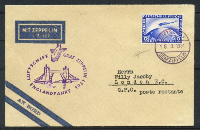 1931 - GERMANIA - LOTTO/42347 - VOLO ZEPPELIN VIAGGIO IN INGHILTERRA