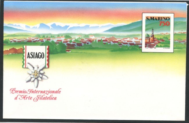 1990 - LOTTO/12226 - SAN MARINO - 750 LIRE ASIAGO PREMIO D'ARTE - BUSTA POSTALE NUOVA
