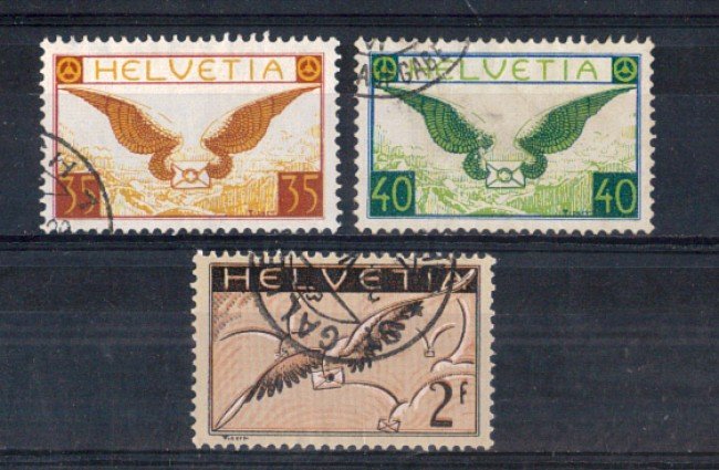 1929 - LBF/2835A  - SVIZZERA - POSTA AEREA 3v. USATI