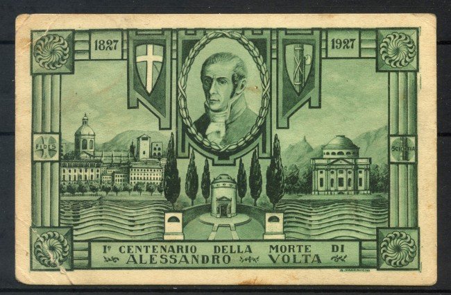 1927 - REGNO - LOTTO/31648  1° CENTENARIO DI ALESSANDRO VOLTA - CARTOLINA VIAGGIATA - 