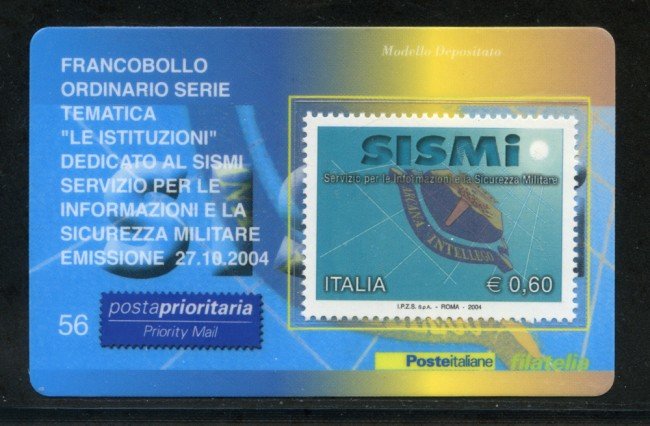 2004 - LOTTO/20934 - REPUBBLICA - 60c. ISTITUZIONI SISMI - TESSERA FILAT.