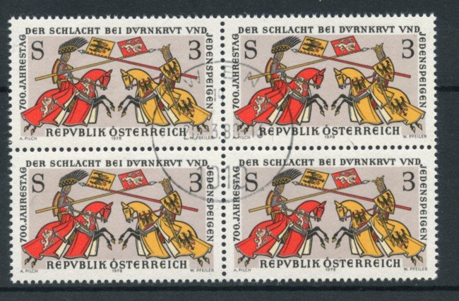 1978 - LOTTO/16398QU - AUSTRIA - BATTAGLIE - QUARTINA USATA