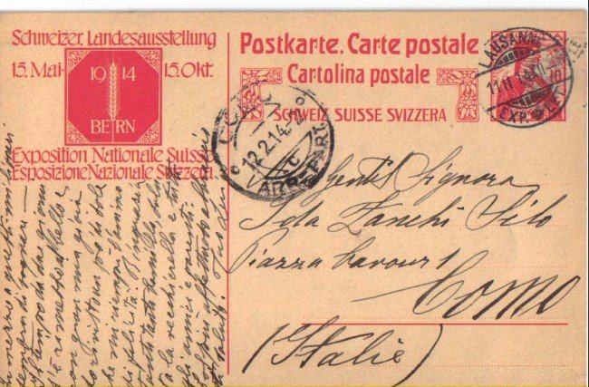 1914 - LBF/2824  - SVIZZERA - CARTOLINA POSTALE EXPO SVIZZERA - USATA