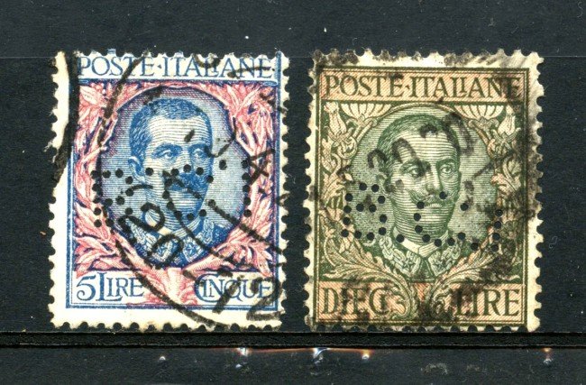 1901/1910 - REGNO - LOTTO/38144 - 5 e 10 LIRE FLOREALE - USATI PERFIN