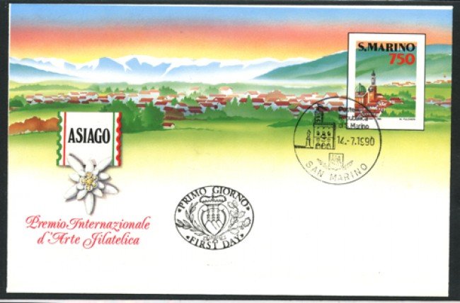1990 - LOTTO/12228 - SAN MARINO - 750 LIRE ASIAGO PREMIO D'ARTE - BUSTA POSTALE FDC