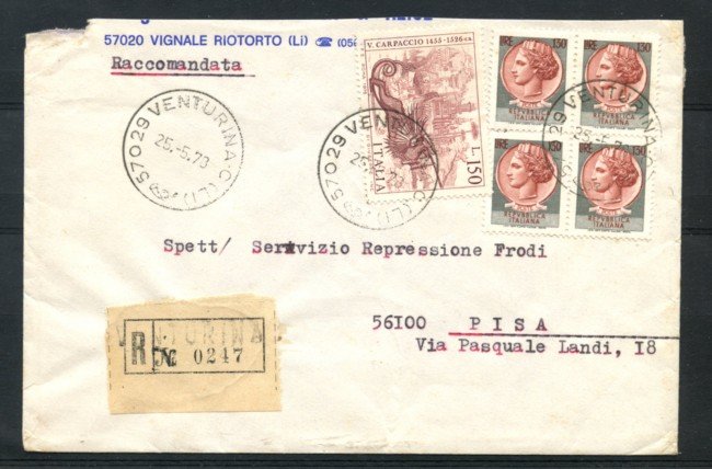 1973 - LOTTO/19129 - VENTURINA - RACCOMANDATA PER PISA