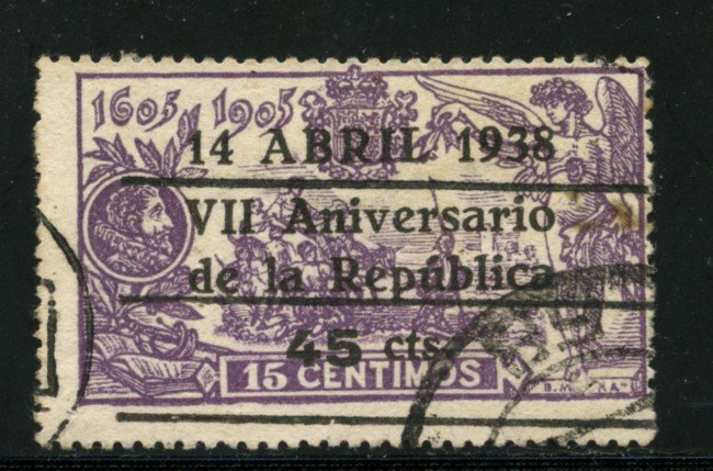 1938 - LOTTO/16602 - SPAGNA -  ANNIVERSARIO REPUBBLICA - USATO