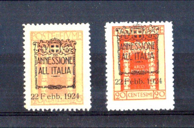 1924 - LOTTO/10640 - FIUME - 20 CENT. SOPRASTAMPATO ANNESSIONE ALL'ITALIA - VARIETA'