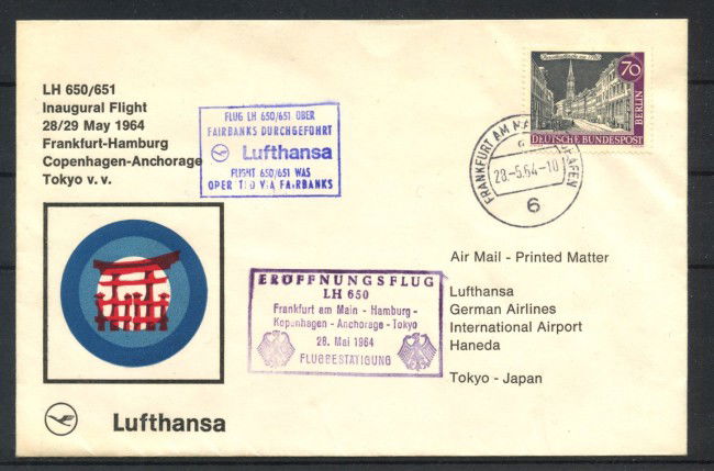 1964 - GERMANIA - LOTTO/41599 - PRIMO VOLO TRANSPOLARE FRANCOFORTE TOKIO