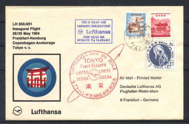1964 - GIAPPONE - LOTTO/41600 - PRIMO VOLO TRANSPOLARE LUFTHANSA TOKYO FRANCOFORTE