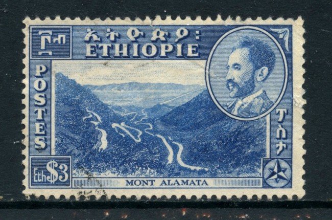 1947 - ETHIOPIA- 3d. BLU HAILE SELASSIE - USATO - LOTTO/28726B