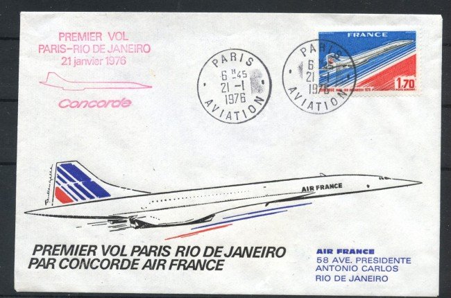 1976 - FRANCIA - LOTTO/41625 - CONCORDE PRIMO VOLO PARIGI RIO DE JANEIRO