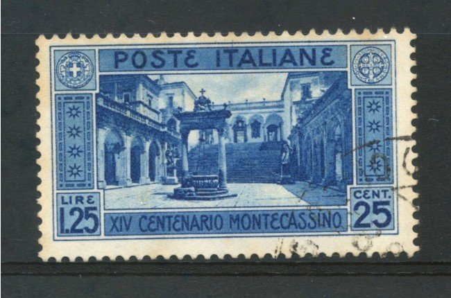 1929 - REGNO - 1,25 +25 Cent. ABBAZIA DI MONTECASSINO - USATO - LOTTO/31710