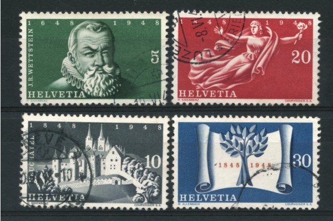 1948 - LOTTO/15259 - SVIZZERA - TRATTATO DI WESTFALIA 4v. - USATI