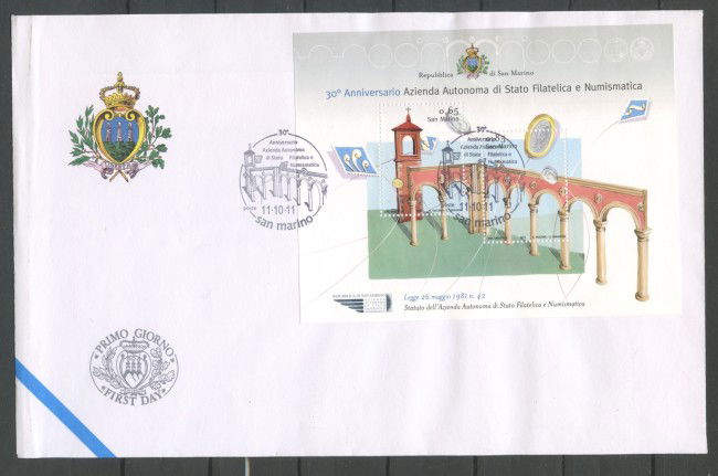 2011 - SAN MARINO - AZIENDA DI STATO FOGLIETTO - BUSTA FDC - LOTTO/36775