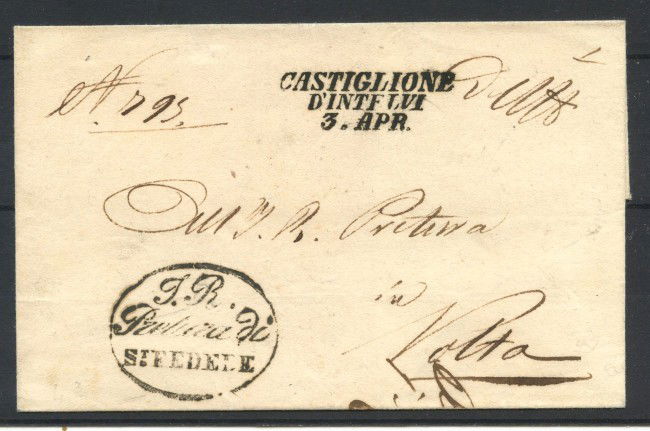 1854 - LOMBARDO VENETO - LOTTO/43214 - PREFILATELICA DA CASTIGLIONE INTELVI A VOLTA MANTOVANA