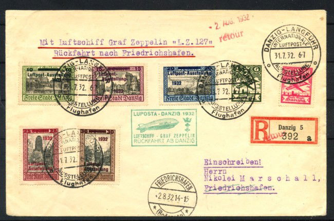 1932 - DANZICa - LOTTO/42257 - VIAGGIO GRAF ZEPPELIN Lz. 127  A DANZICA 