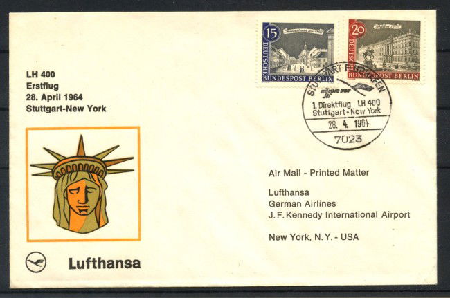 1964 - GERMANIA - LOTTO/41597 - PRIMO VOLO LUFTHANSA  STOCCARDA NEW YORK
