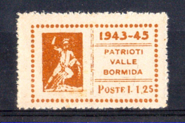 VALLEBORMIDA - 1945 - LOTTO/799C - 1,25c. GIALLO ARANCIO TESEO