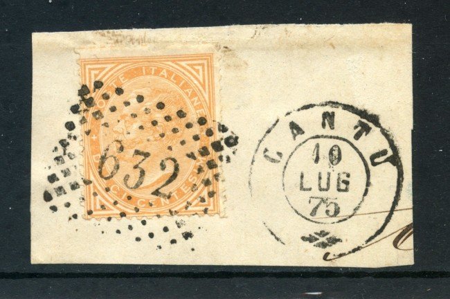 1875 - REGNO - LOTTO/30026 -  10 cent. OCRA VITT. EMANUELE II° - USATO SU FRAMMENTO  
