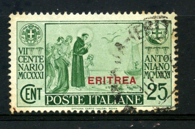 1931 - ERITREA - 25 cent. VERDE S. ANTONIO - USATO - LOTTO/30060