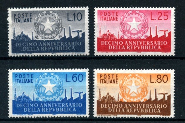 1956 - REPUBBLICA - 10° ANNIVERSARIO REPUBBLICA 4v.- NUOVI