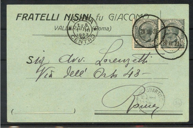 1923 - REGNO - LOTTO/40435 - CARTOLINA COMMERCIALE CON ANNULLO MUTO DI ROMA