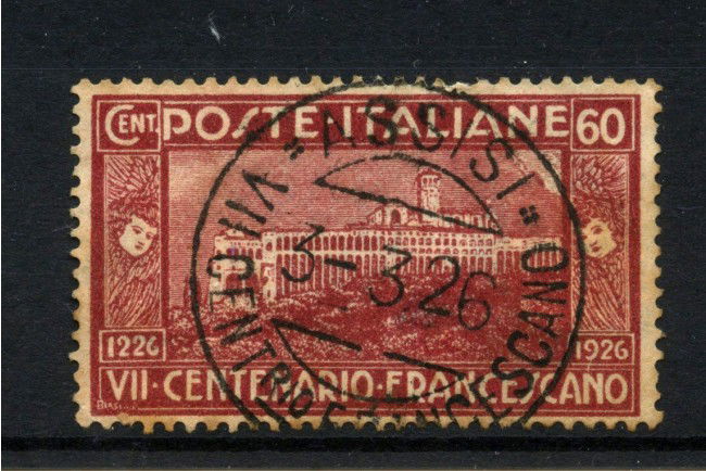 1926 - REGNO - LOTTO/47532 - 60 CENT. 7° ANNIV. DI SAN FRANCESCO USATO ANNULLO SPECIALE