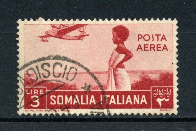 1936 - SOMALIA - 3 Lire POSTA AEREA PITTORICA - USATO - LOTTO/30213