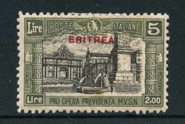 1929 - ERITREA - 5+2 LIRE MILIZIA II° - LINGUELLATO - LOTTO/27889