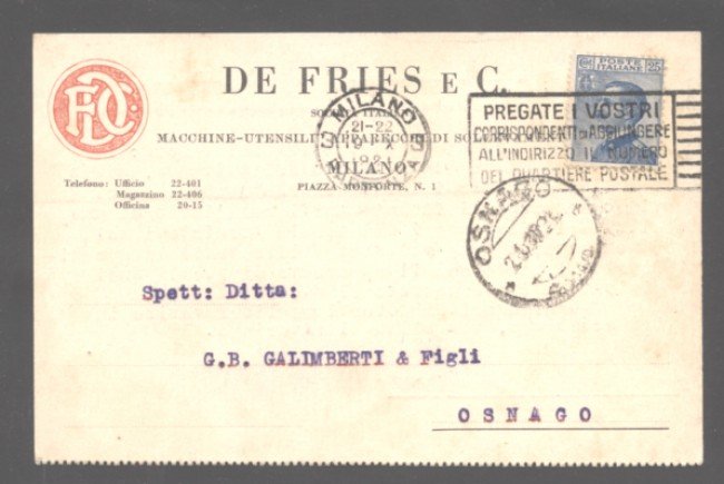 MILANO - 1921 - LBF71368 - DE FRIES E C. MACCHINE UTENSILI