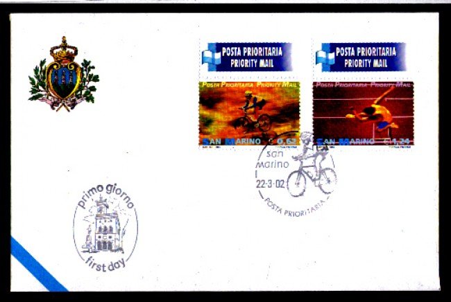 2002 - LOTTO/11236 - SAN MARINO - SPORT POSTA PRIORITARIA - BUSTA FDC
