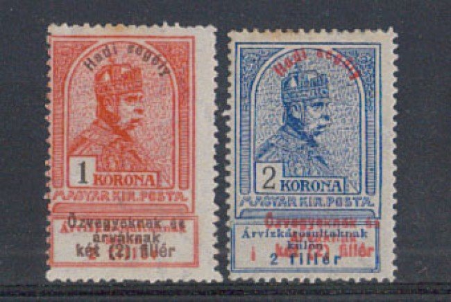 1914 - LOTTO/4044 -UNGHERIA - 1 Kr. /2 Kr. SOPRASTAMPATI