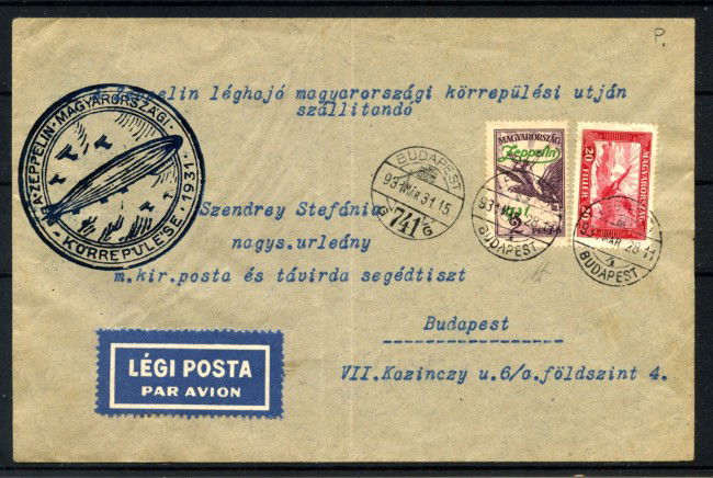 1931 - UNGHERIA - LOTTO/42342 - VOLO ZEPPELIN VIAGGIO IN UNGHERIA