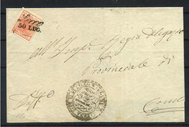 1850 - LOMBARDO VENETO - LOTTO/40471 - 15 CENT. SU BUSTA DA LECCO PER COMO