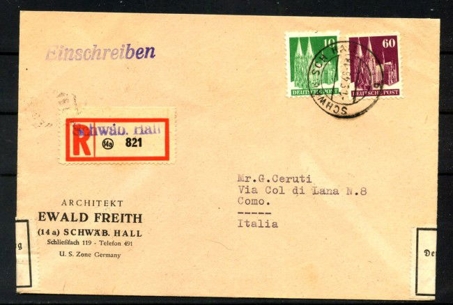 1949 - GERMANIA OCCUPAZIONE - LOTTO/42721 - BUSTA DALLA GERMANIA ZONA DI OCCUPAZIONE PER L'ITALIA