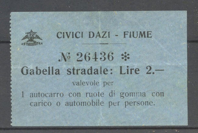 1919/20 - FIUME - LOTTO/42312 - RICEVUTA CIVILI DAZI FIUME