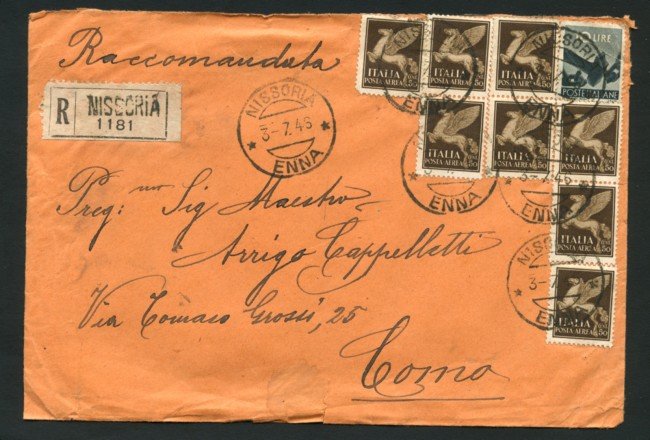 1946 - LOTTO/18710 - REPUBBLICA -  BUSTA DA NISSORIA A COMO