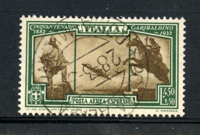 1932 - REGNO - LOTTO/30248 -  4,50+1,50 Lire  AEROESPRESSO CINQUANTENARIO GARIBALDI - USATO - 