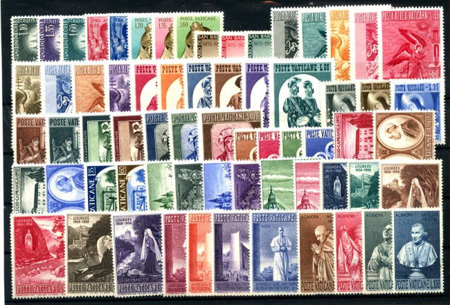 1955/1958 - VATICANO - LOTTO/43580 - COLLEZIONE COMPLETA DI 66 FRANCOBOLLI +1 FOGLIETTO NUOVI 