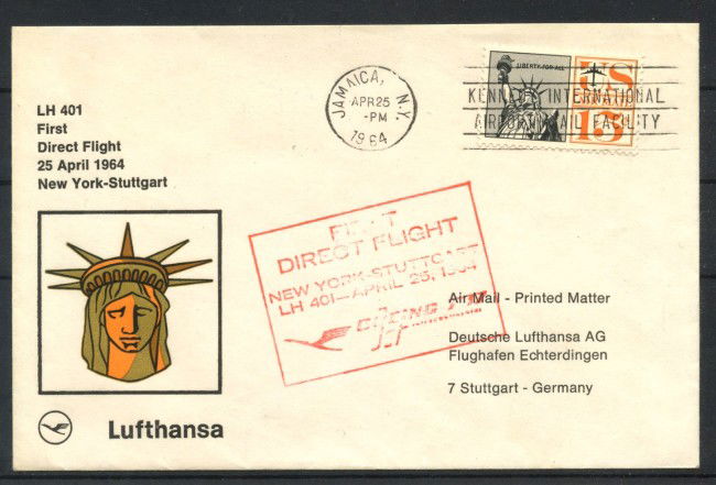 1964 - GERMANIA - LOTTO/41598 - PRIMO VOLO LUFTHANSA  NEW YORK  STOCCARDA