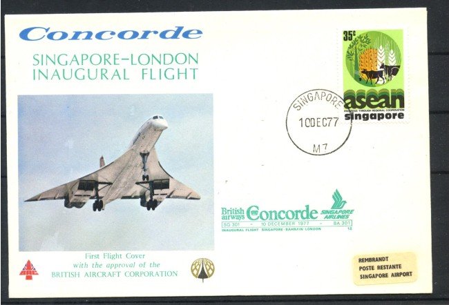 1977 - SINGAPORE - LOTTO/41635 - CONCORDE PRIMO VOLO SINGAPORE  LONDRA
