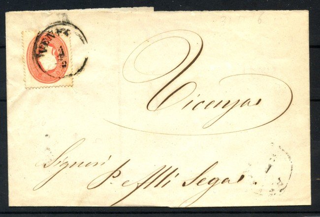 1862 - LOMBARDO VENETO - LOTTO/41042 - 5 SOLDI. SU FASCETTA DA VENEZIA